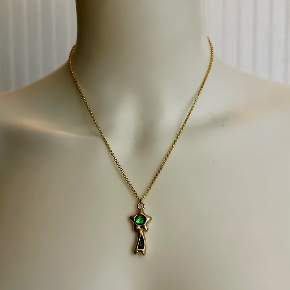 Coach Green Resin Christmas Tree Pendant 18k/.924 Necklace - Picture 1 of 9